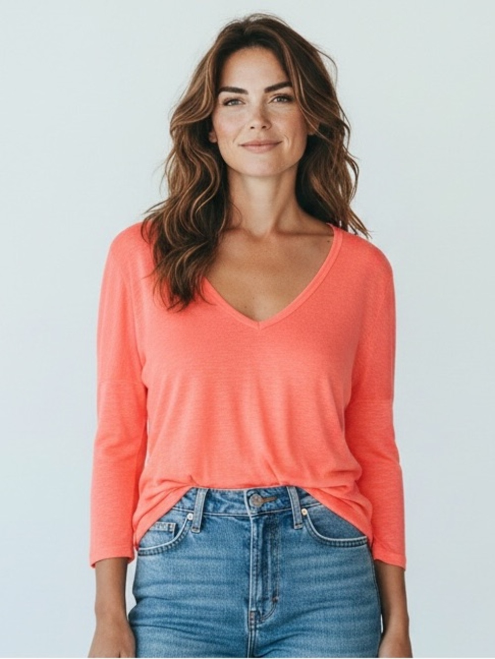 Victoria's Secret Coral V-Neck Long Sleeve Tee